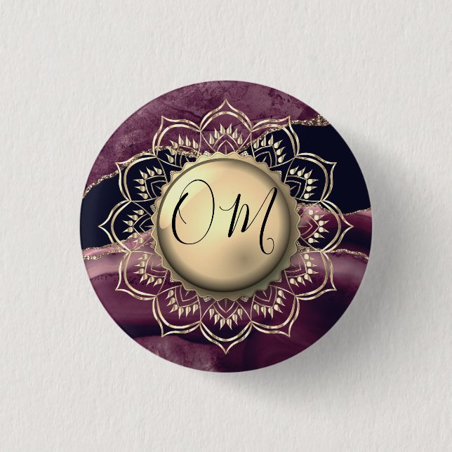 Elegant OM Mandala Marble     3 Cm Round Badge (Front)