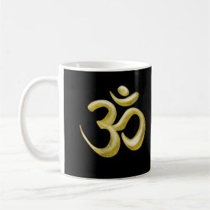 Elegant Om Sanskrit Symbol on Black Coffee Mug
