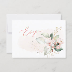 Elegant Ombre Blush Pink Blue Roses, Meal RSVP Invitation