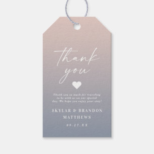 Elegant Ombre Blush Pink & Blue Wedding Thank You Gift Tags