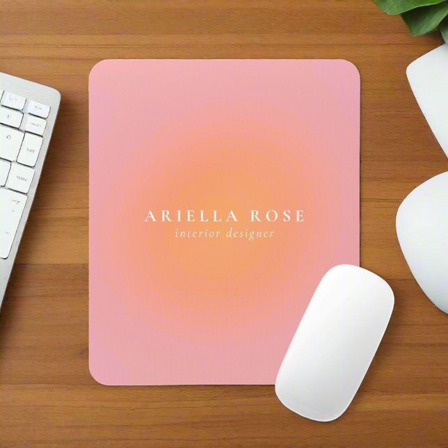 Elegant Ombre Blush Pink Clean Girly Name Mouse Mat (Creator Uploaded)