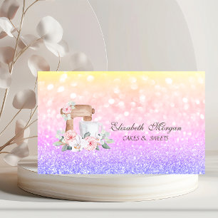 Elegant Ombre Bokeh Gold Glitter Mixer Flowers Business Card