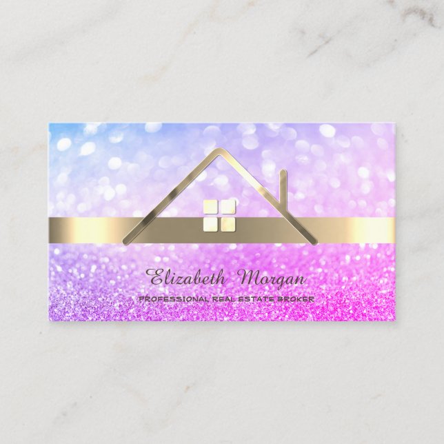 Elegant Ombre Bokeh Real Estate Broker House Roof  Business Card (Front)
