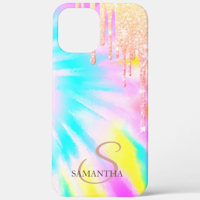Elegant Ombre Glitter Drips Tie Dye  Case-Mate iPhone Case (Back)
