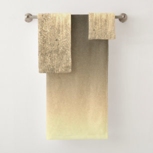 Elegant Ombre Gold Glittery Bath Towel Set