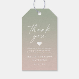 Elegant Ombre Green & Blush Pink Wedding Thank You Gift Tags
