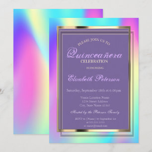 Elegant Ombre Holographic Quinceañera Invitation