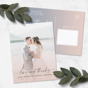 Elegant Ombre Light Pink Wedding Photo Overlay Postcard