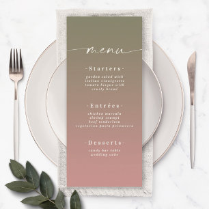 Elegant Ombre Lily Green & Dusty Rose Pink Wedding Menu