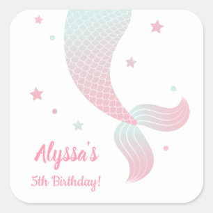 Elegant Ombre Mermaid Tail Girls Party Stickers