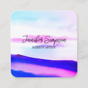 Elegant Ombre Pink and Purple Abstract Typography Square Business Card