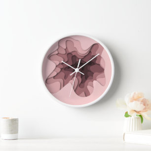 Elegant Ombre Pink Layers Square Wall Clock