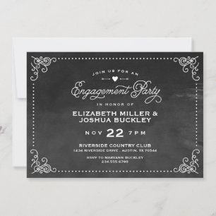 Elegant Ombre Vintage Script Engagement Party Invitation