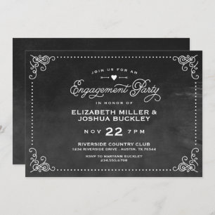 Elegant Ombre Vintage Script Engagement Party Invitation