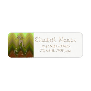Elegant Ombre ZigZag, Cat  Address Label