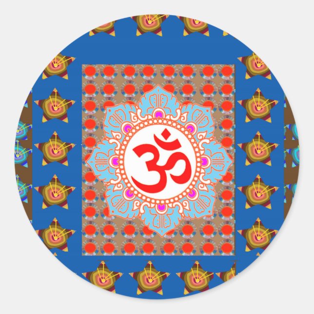 Elegant OmMANTRA Mantra: Yoga Meditation Healing A Classic Round Sticker (Front)