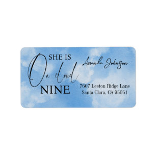Elegant On Cloud Nine 9 Blue Bridal Shower Address Label