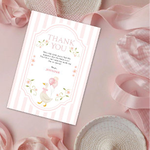 Elegant One Silly Goose Pink Girls 1st Birthday Thank You Card