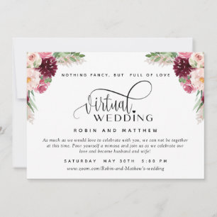 Elegant Online Virtual Burgundy Blush Pink Wedding Invitation