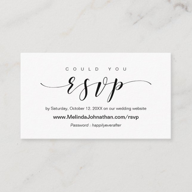 Elegant Online Wedding RSVP respond Enclosure Card (Front)