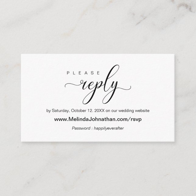 Elegant Online Wedding RSVP respond Enclosure Card (Front)