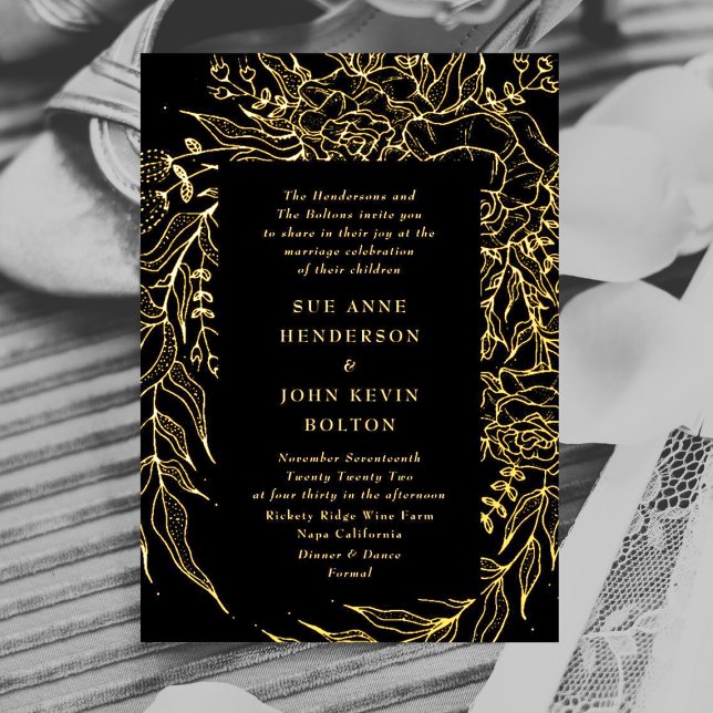 Elegant Onyx Black Tuxedo Gold Wreath Wedding (Creator Uploaded)
