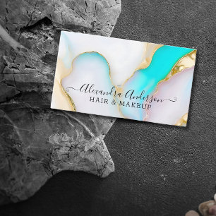 Elegant Opal Gold Glitter Business Card
