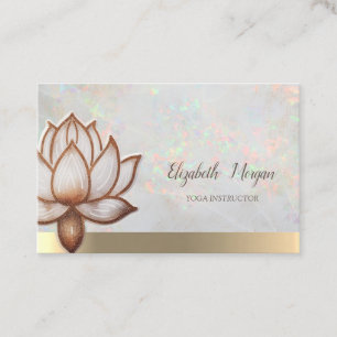 Elegant Opal Holographic Gold,Brown Lotus, Yoga  Business Card