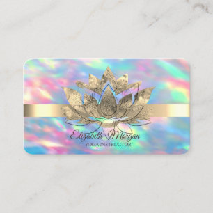 Elegant Opal Holographic,Gold Stripe,Lotus    Business Card