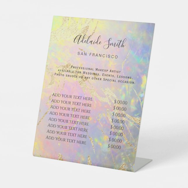 elegant opal price list Pedestal Sign (Front)