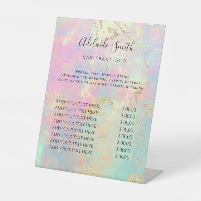 elegant opal price list Pedestal Sign (Front)