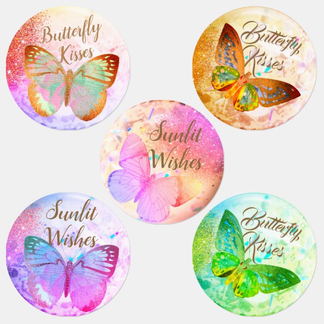 Elegant Opal Silver Golden Butterflies (Group)