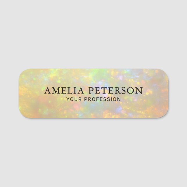 Elegant Opal Stone Texture Employee/ Staff Name Tag (Front)