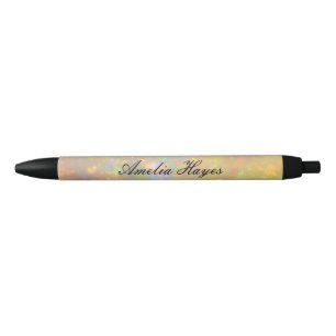 Elegant Opal Stone Texture Modern Script Custom Black Ink Pen