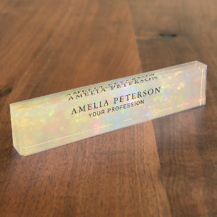 Elegant Opal Stone Texture Professional Custom Nameplate