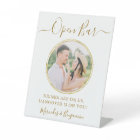 Elegant Open Bar Personalised Gold Photo Wedding 