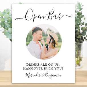 Elegant Open Bar Personalised Photo Wedding Poster