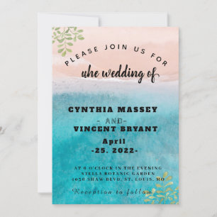 Elegant open sea and sky wedding on the beach mode invitation