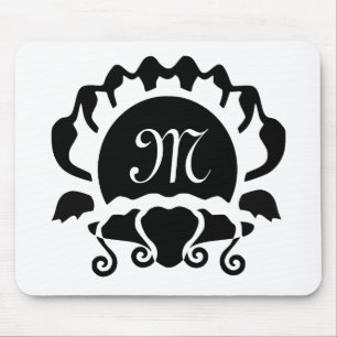 Elegant Open Seashell Silhouette Monogram Mouse Mat