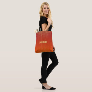 Elegant Orang Yellow Glitter personalised name Tote Bag