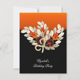 Elegant Orange Amber Jewel Birthday Party Invitation