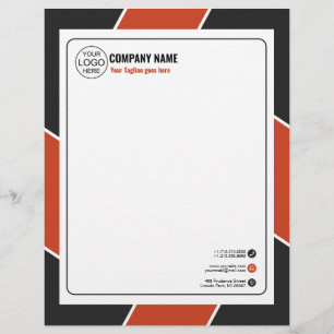 Elegant orange and black frame customised custom letterhead