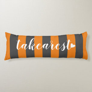 Elegant Orange and Grey Striped Saying Body Cushion