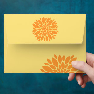 Elegant Orange and Light Yellow Floral Burst Envelopes