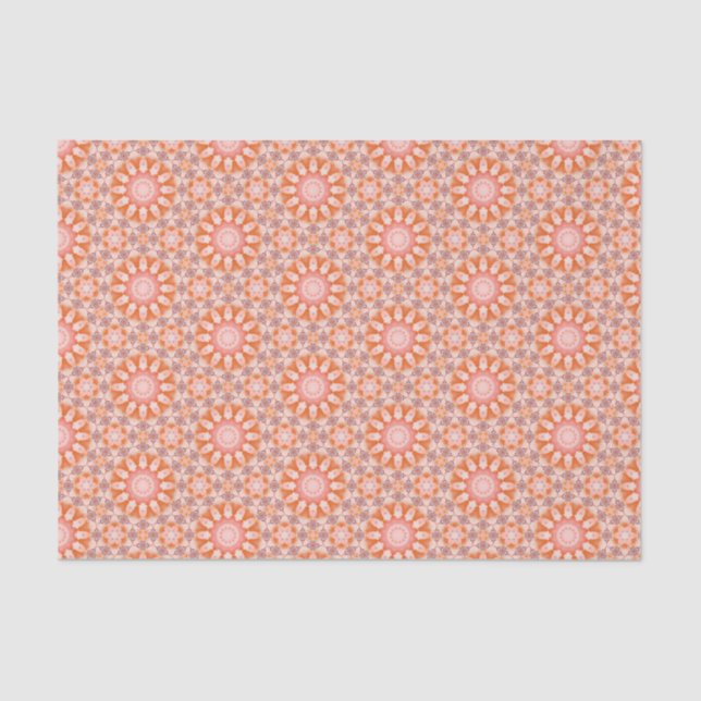 Elegant Orange and Pink Modern Geometric Pattern  Tissue Paper (Front)