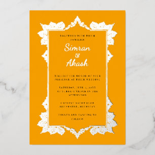 Elegant orange and silver foil indian wedding