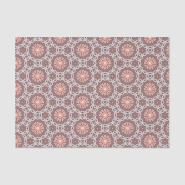 Elegant Orange and Taupe Modern Geometric Pattern  Tissue Paper (Front)