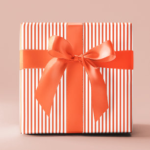 Elegant Orange and White Thin Stripes Wrapping Paper