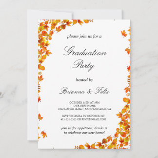 Elegant Orange and Yellow Floral Graduation Party Invitation