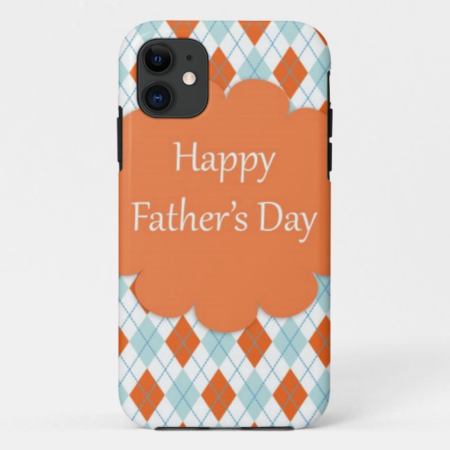 Elegant Orange Argyle Pattern Dad Case-Mate iPhone Case (Back)